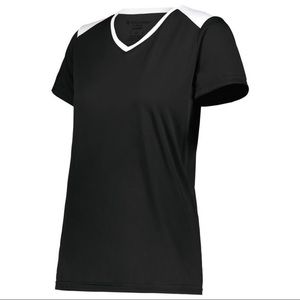 Holloway Black/White V-Neck Short Sleeve Momentum Team Tee Women’s Plus Size 3XL